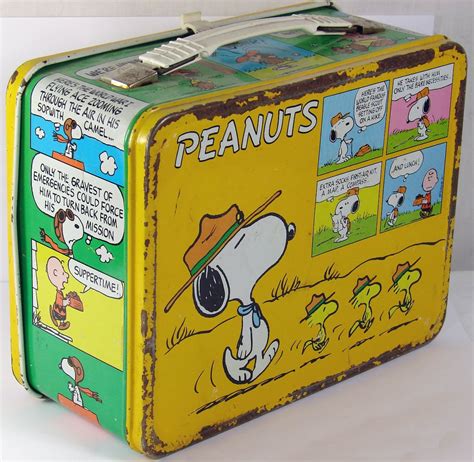 vintage snoopy metal lunch box|snoopy lunch box value.